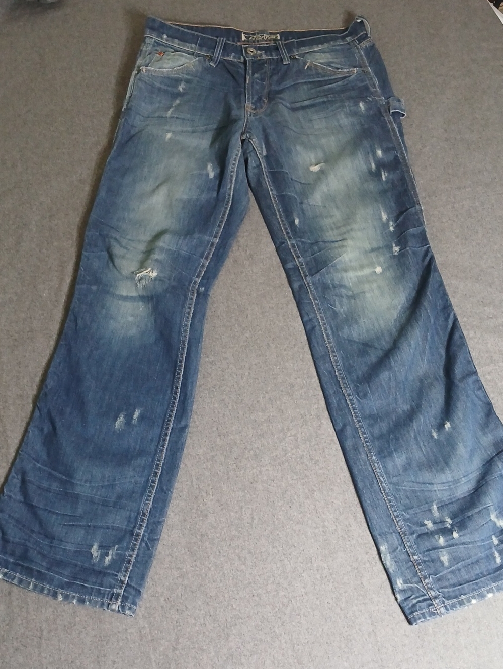 Hudson Jeans Men's Blue Distressed Bootcut Jeans 32x34